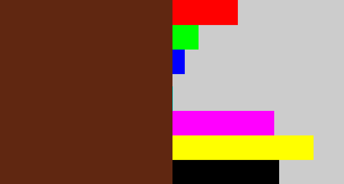 Hex color #602711 - brown