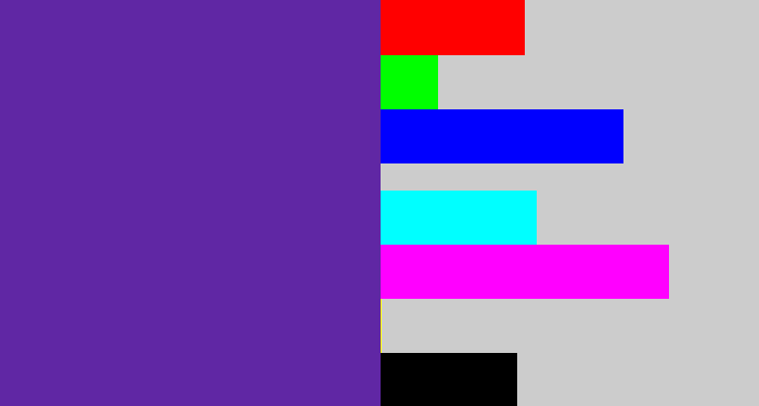 Hex color #6027a4 - purple