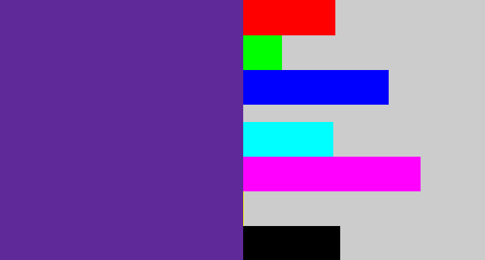 Hex color #602999 - purple