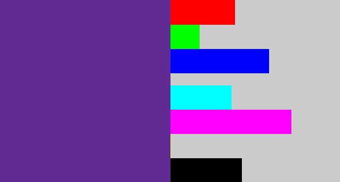 Hex color #602b95 - purple