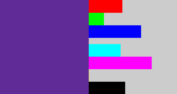 Hex color #602b96 - purple