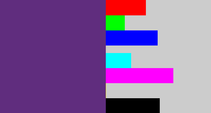 Hex color #602d7e - darkish purple
