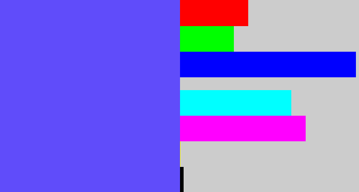 Hex color #604cfa - purpleish blue