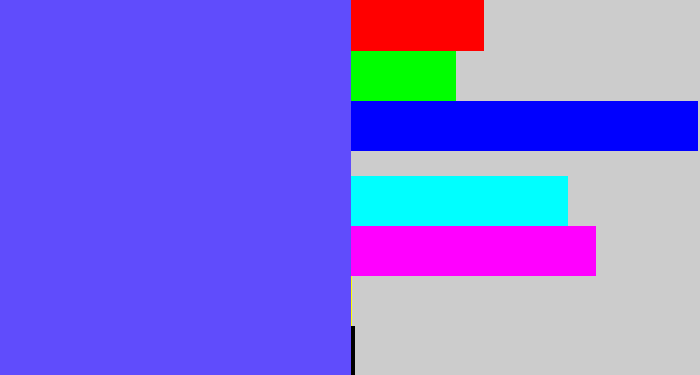 Hex color #604cfc - purpleish blue