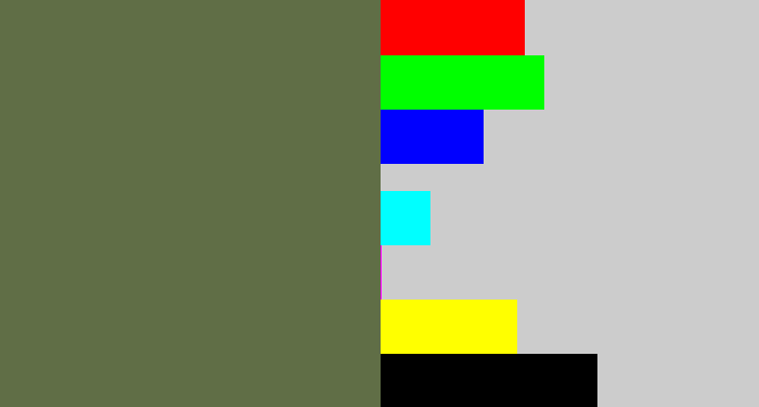 Hex color #606e46 - military green