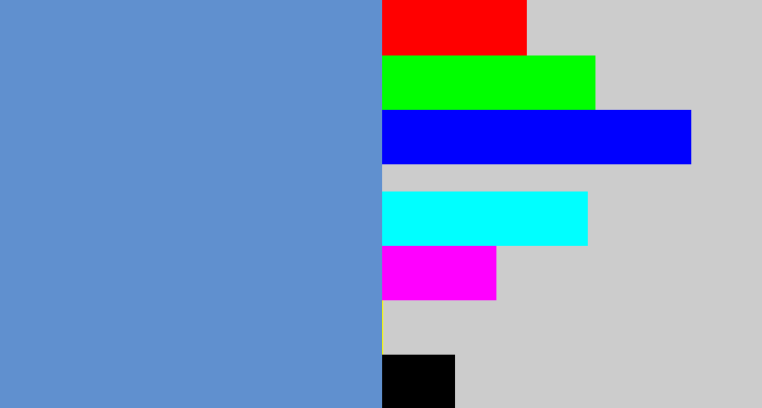 Hex color #6090cf - faded blue
