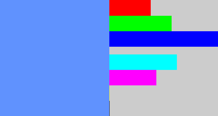 Hex color #6092fe - soft blue