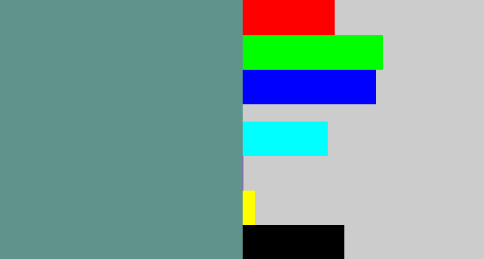 Hex color #60938b - grey teal