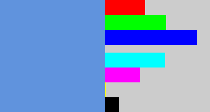 Hex color #6093dd - soft blue