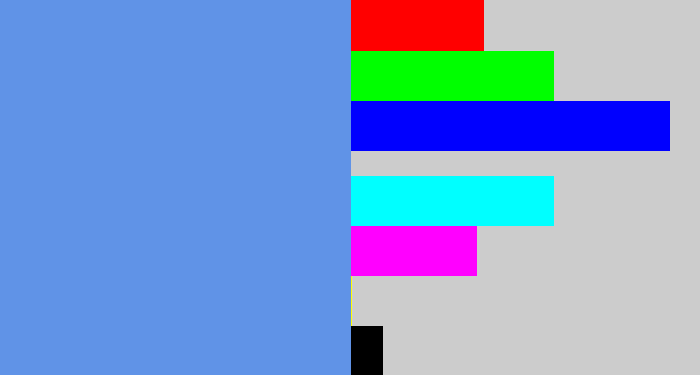 Hex color #6093e7 - soft blue