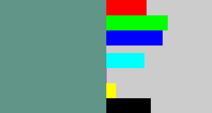 Hex color #609587 - grey teal