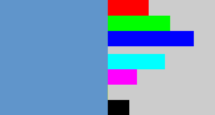 Hex color #6095cb - faded blue