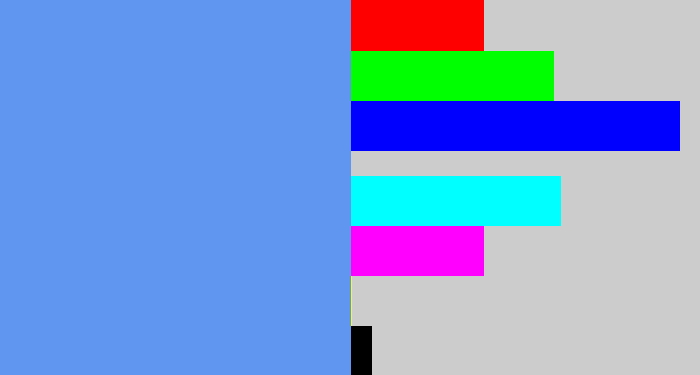 Hex color #6095f0 - soft blue