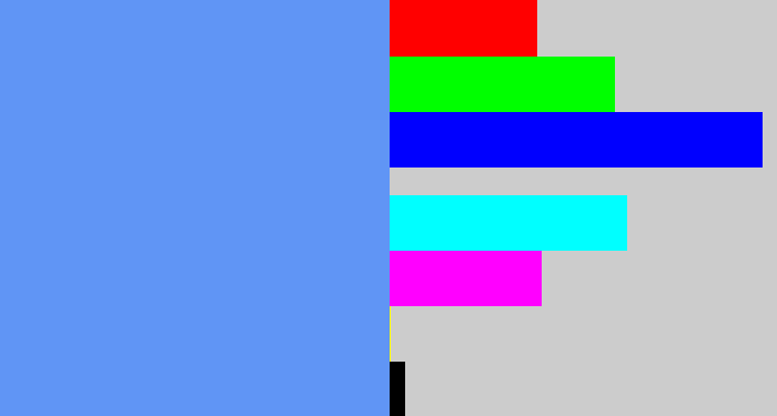 Hex color #6095f5 - soft blue