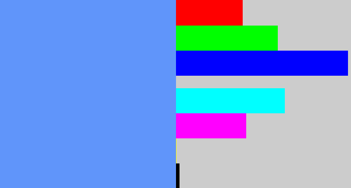 Hex color #6095fa - soft blue