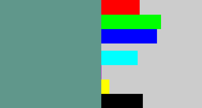 Hex color #60978b - grey teal