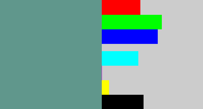Hex color #60978c - grey teal