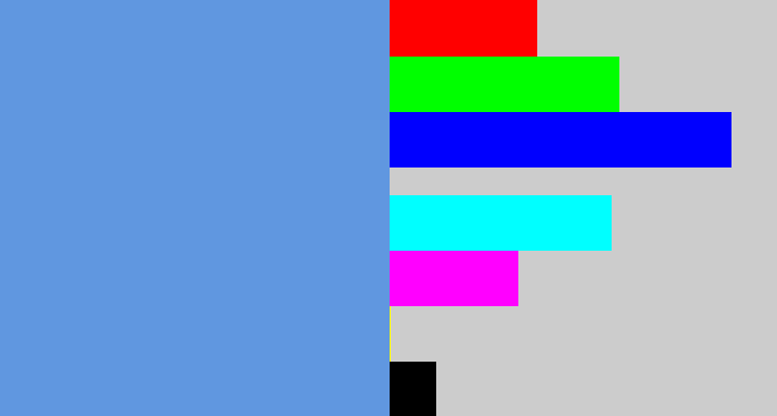 Hex color #6097e0 - soft blue