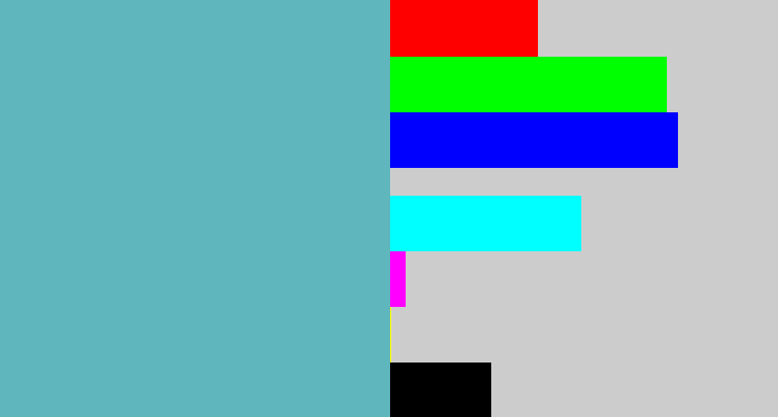 Hex color #60b6bd - greyblue