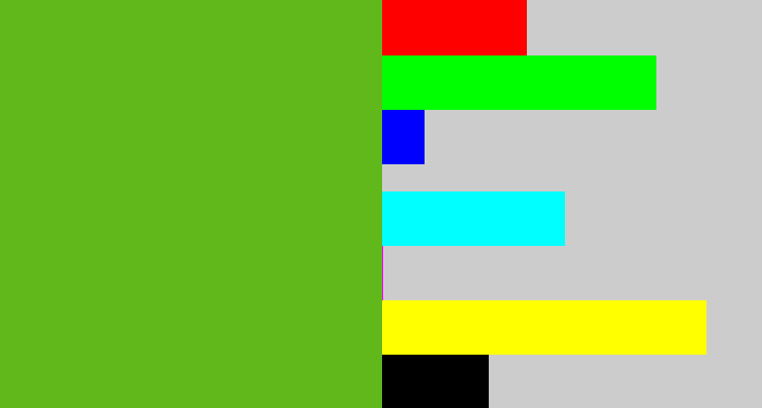 Hex color #60b81b - frog green