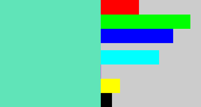 Hex color #60e4b8 - light greenish blue