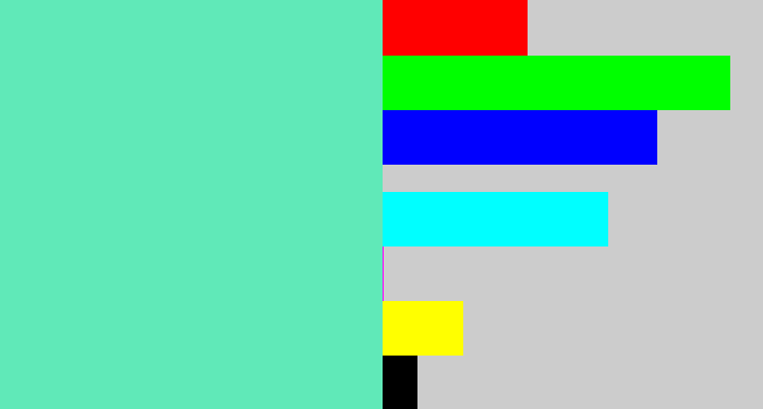 Hex color #60e9b8 - light greenish blue