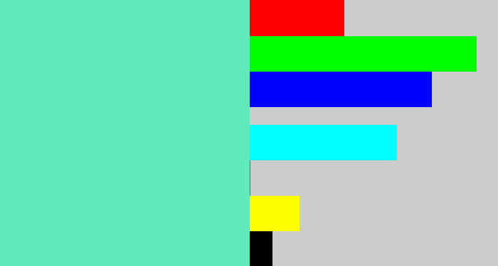 Hex color #60e9ba - light greenish blue