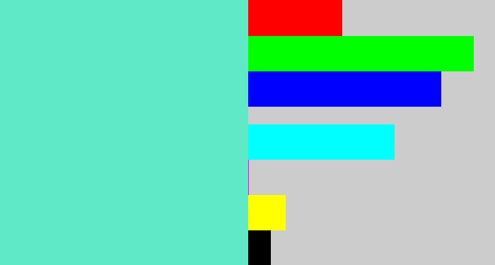 Hex color #60e9c6 - light greenish blue