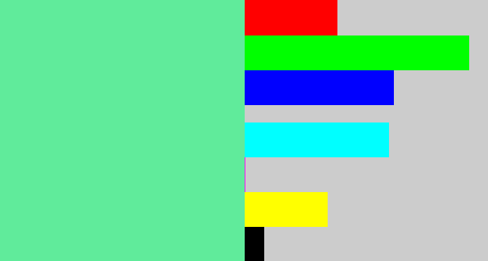 Hex color #60eb9b - light green blue