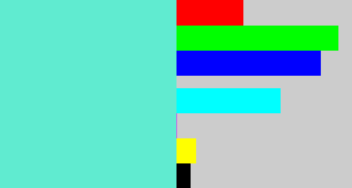 Hex color #60ebd0 - tiffany blue
