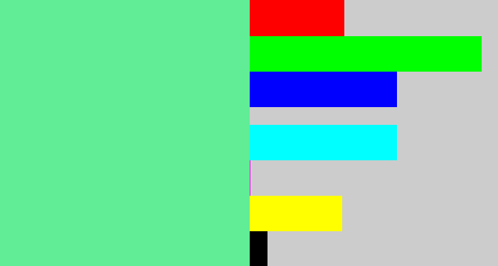 Hex color #60ed96 - light green blue