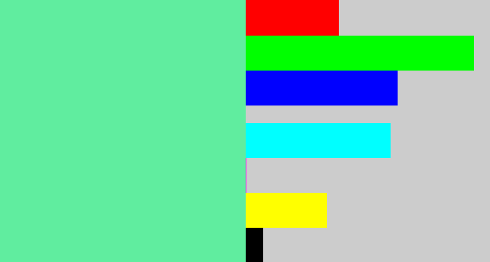 Hex color #60ed9f - light green blue