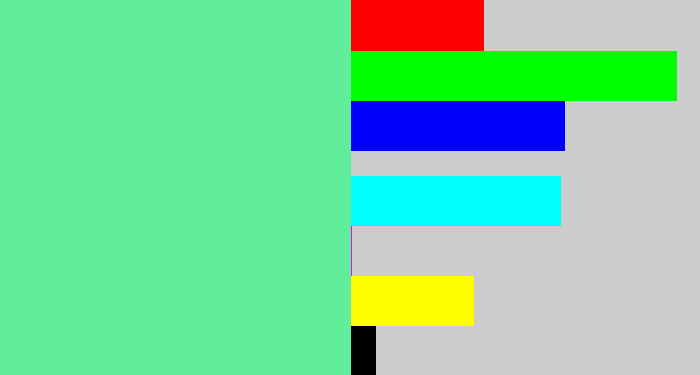 Hex color #60ee9b - light green blue