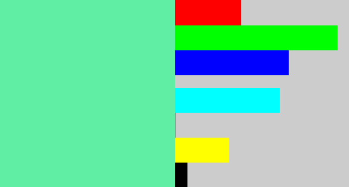 Hex color #60eea5 - light green blue