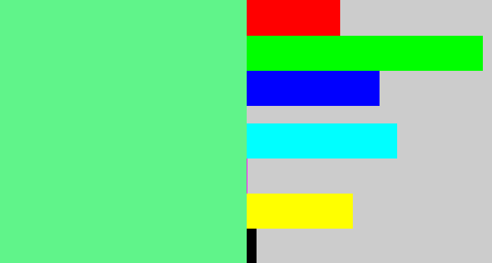 Hex color #60f48a - light green blue