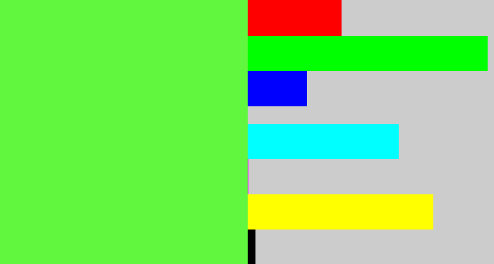 Hex color #60f73e - light neon green