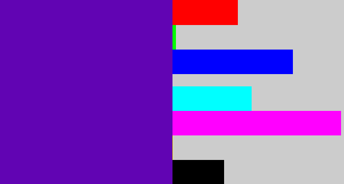 Hex color #6104b3 - violet blue