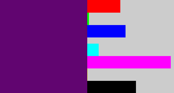 Hex color #610570 - royal purple