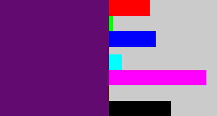 Hex color #610b6e - royal purple