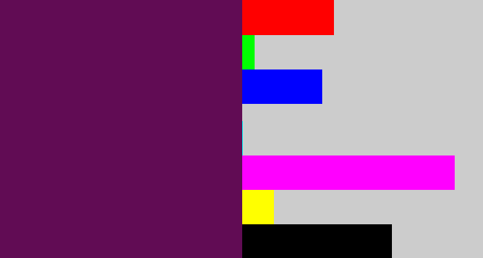 Hex color #610c54 - grape purple