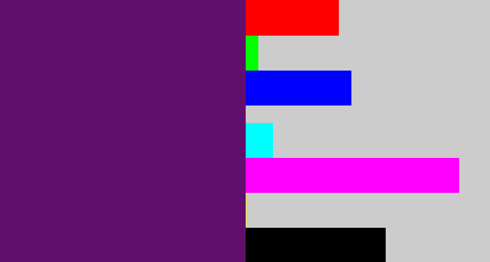 Hex color #610e6d - darkish purple
