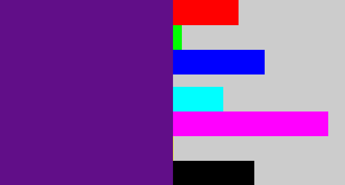 Hex color #610e88 - darkish purple