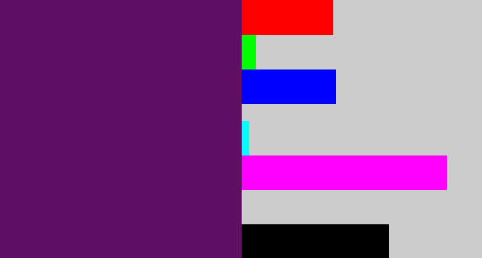 Hex color #610f64 - grape purple