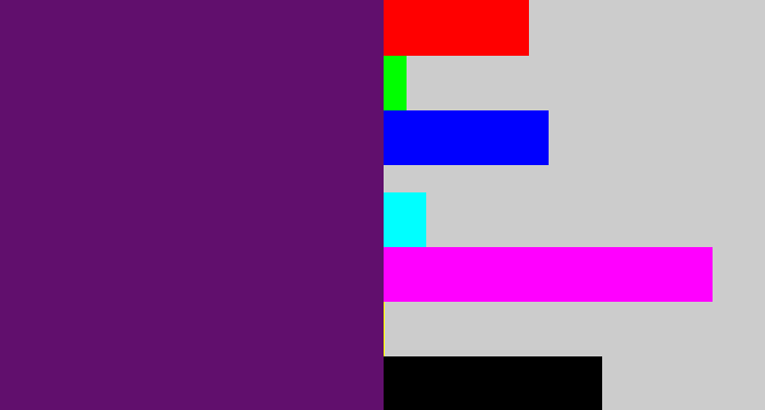 Hex color #610f6d - darkish purple