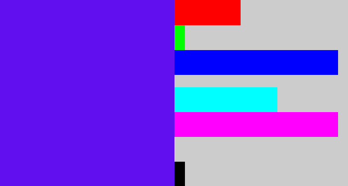 Hex color #610fef - blue/purple