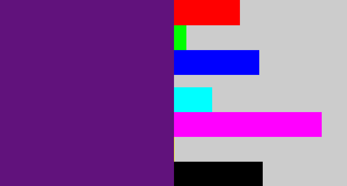 Hex color #61127c - darkish purple
