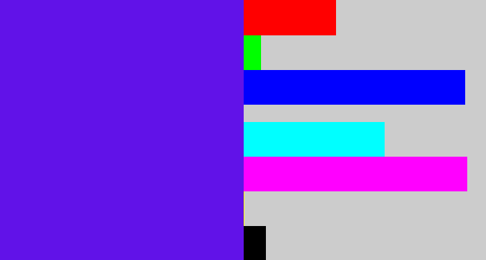 Hex color #6112e8 - purply blue