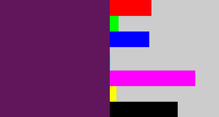 Hex color #61155b - grape purple