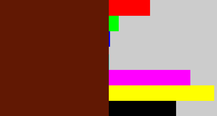 Hex color #611803 - reddy brown