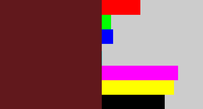 Hex color #61181c - maroon